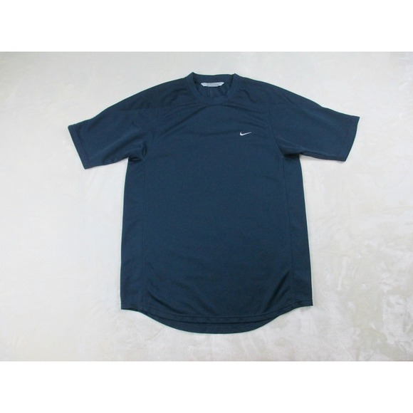 Nike Shirt Mens Medium Blue WhiteSwoosh Dri Fit Lightweight Casual - Picture 1 of 8